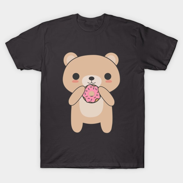 Cute & Kawaii Bear Eating A Donut T-Shirt by happinessinatee